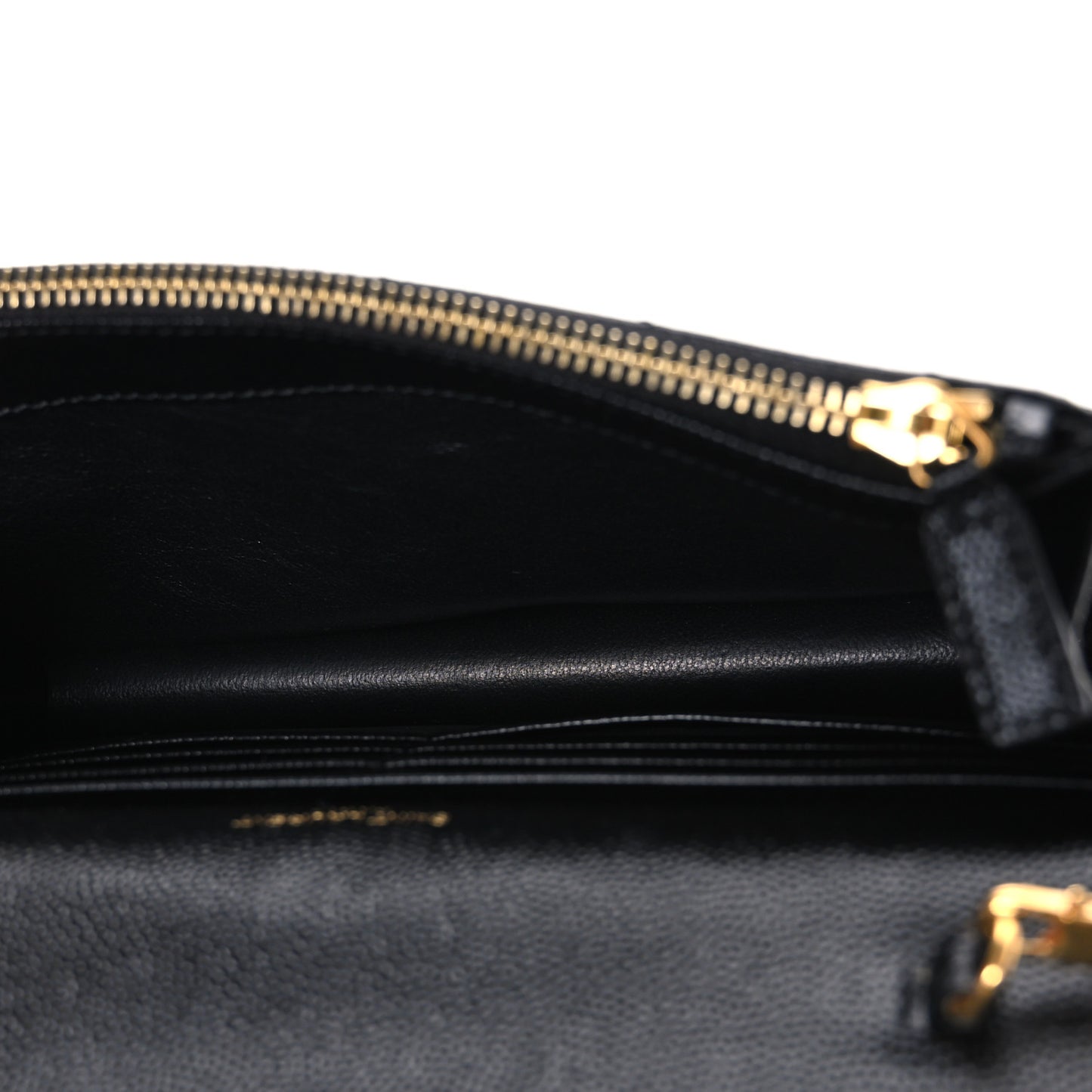 Grain De Poudre Matelasse Chevron Monogram Envelope Chain Wallet Black