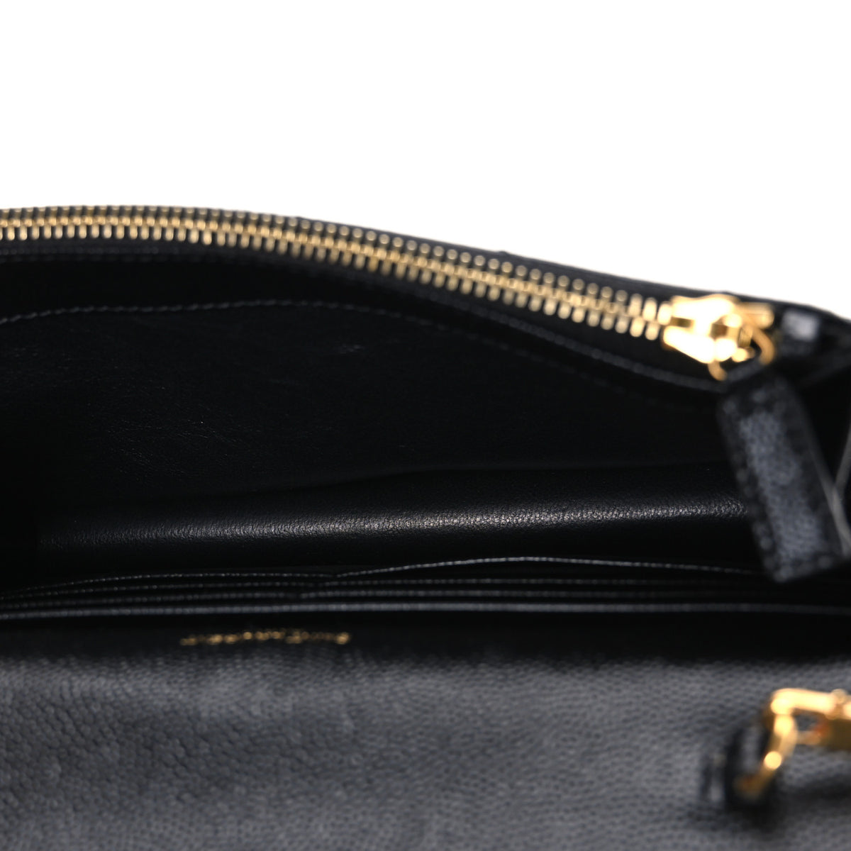 Grain De Poudre Matelasse Chevron Monogram Envelope Chain Wallet Black