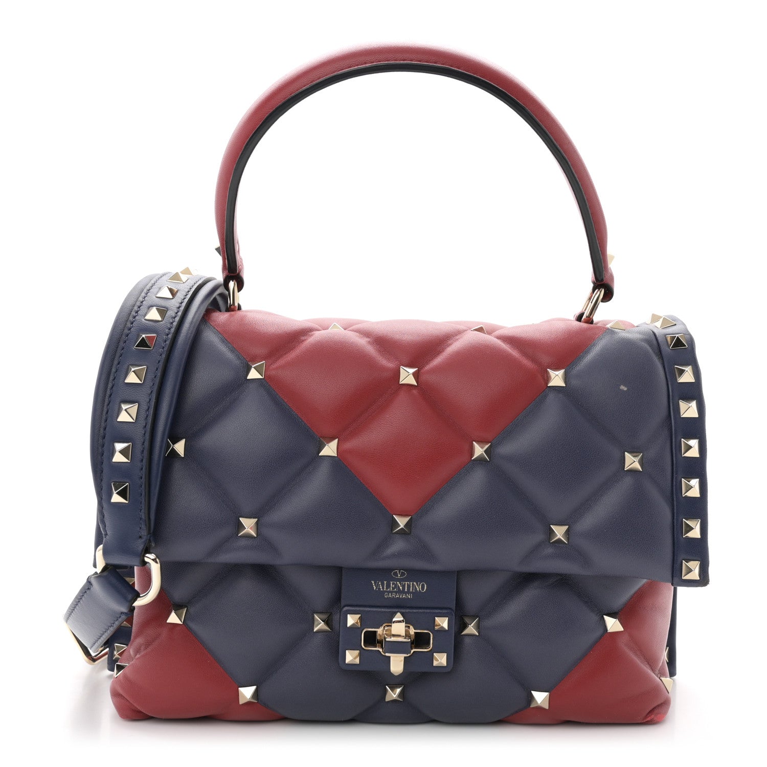 Valentino Garavani Nappa Medium Candystud Top Handle Bag Rosso Valentino Navy 1 of 10