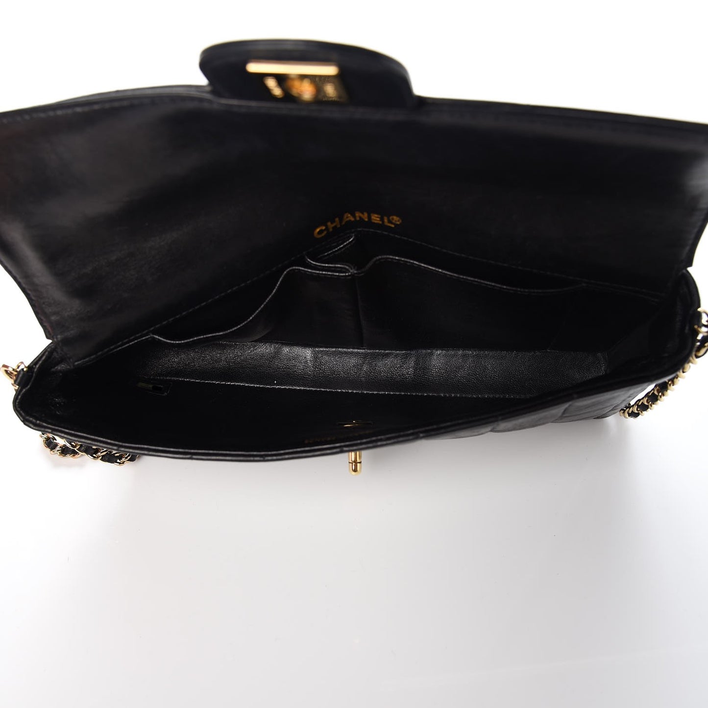 Lambskin East West Chocolate Bar Flap Black