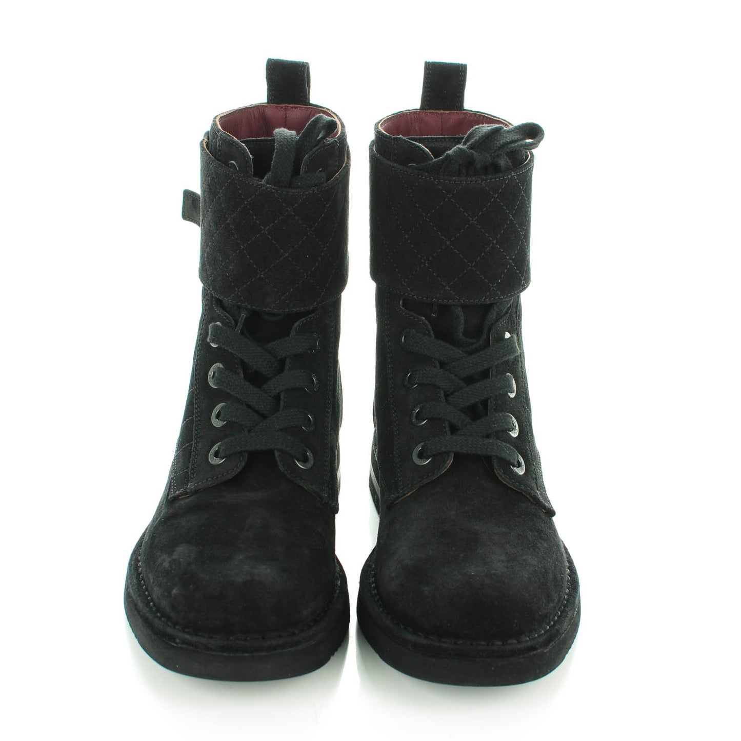 Suede Calfskin Quilted Short Boots 38 Black