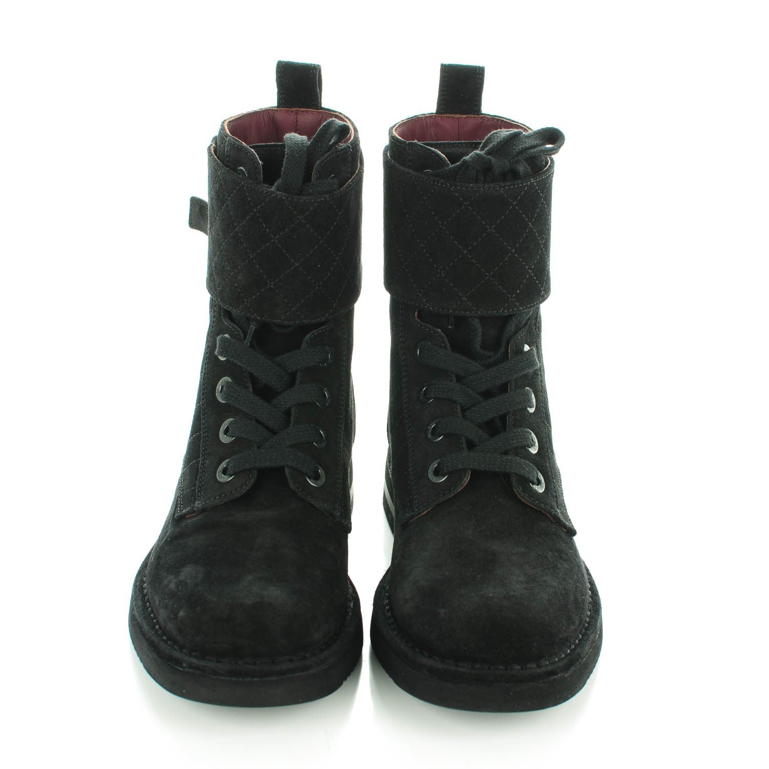 Chanel Suede Calfskin Quilted Short Boots 38 Black 2 of 8