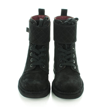 Chanel Suede Calfskin Quilted Short Boots 38 Black 2 of 8