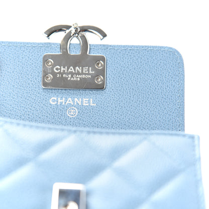 Chanel Caviar Quilted CC Box Flap Card Holder Blue 6 of 9