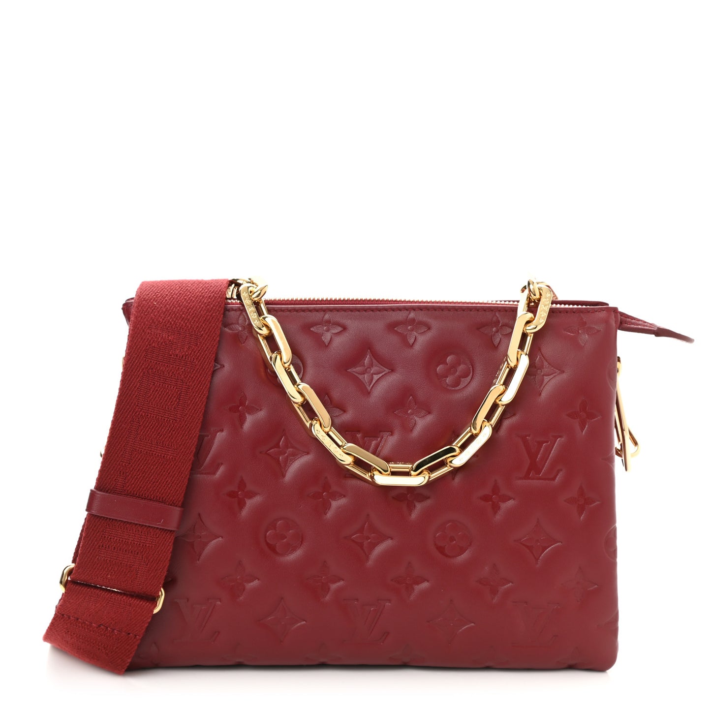 Lambskin Embossed Monogram Coussin PM Wine