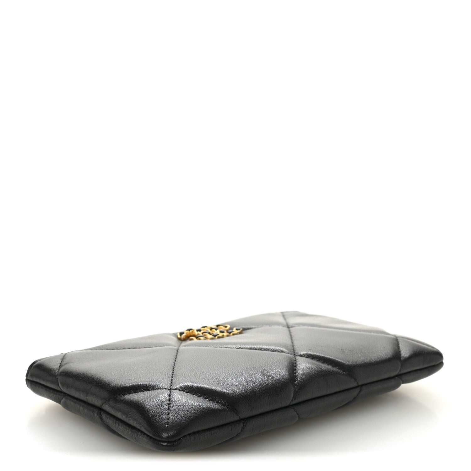 Chanel Shiny Goatskin Quilted Small Chanel 19 Pouch Black 4 of 8