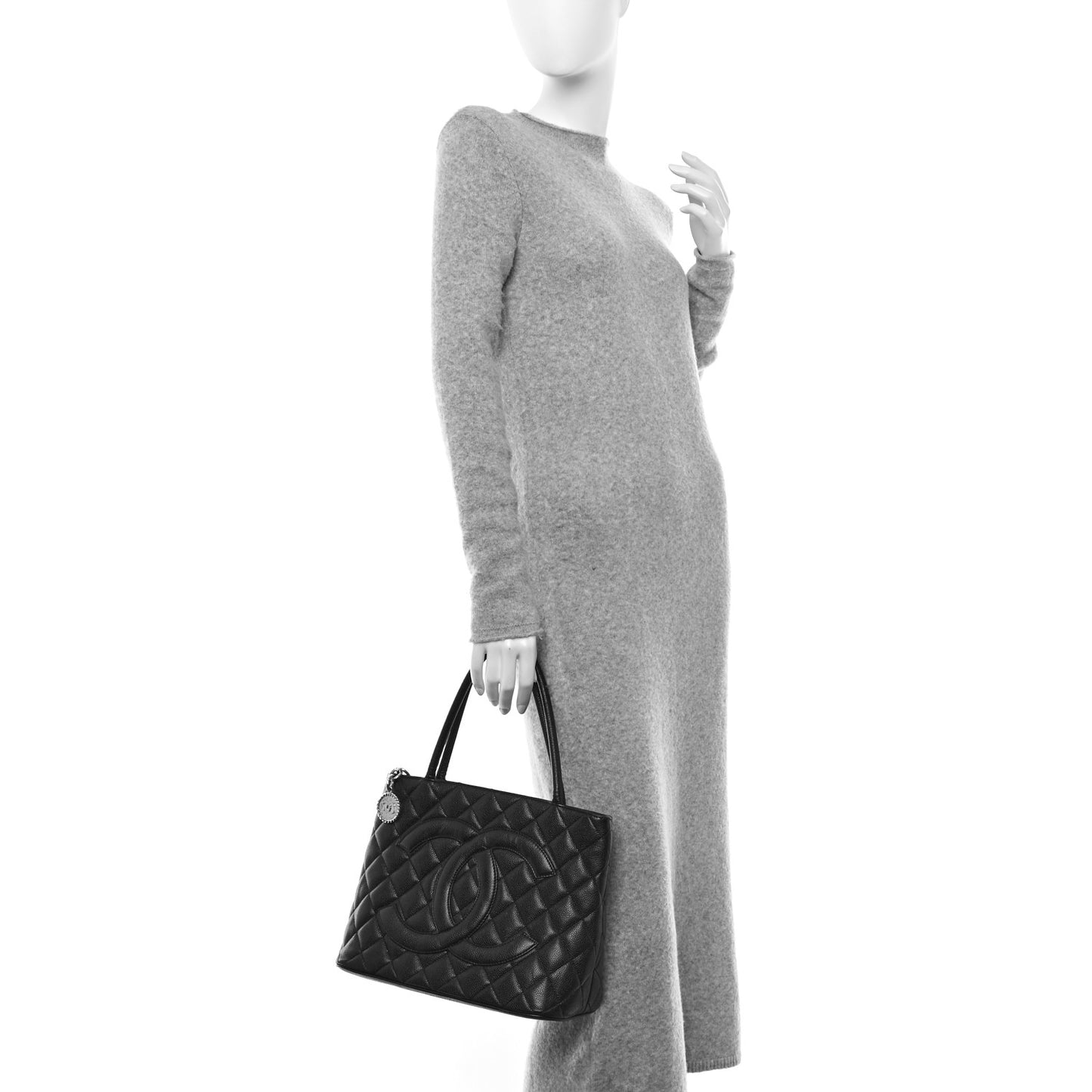 Caviar Quilted Medallion Tote Black