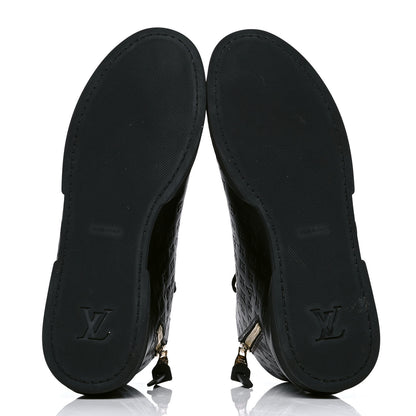 Louis Vuitton Calfskin Embossed Monogram High Top Sneakers 39 Black 4 of 4