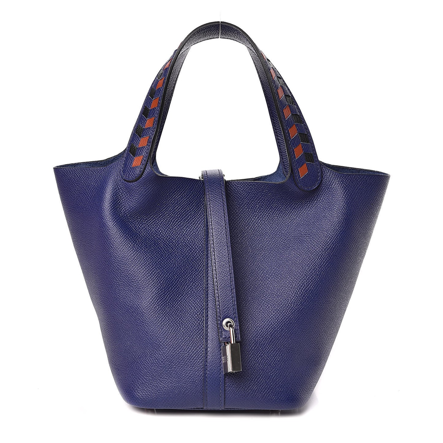 Epsom Tressage De Cuir Picotin Lock 18 PM Bleu Encre Brique Black