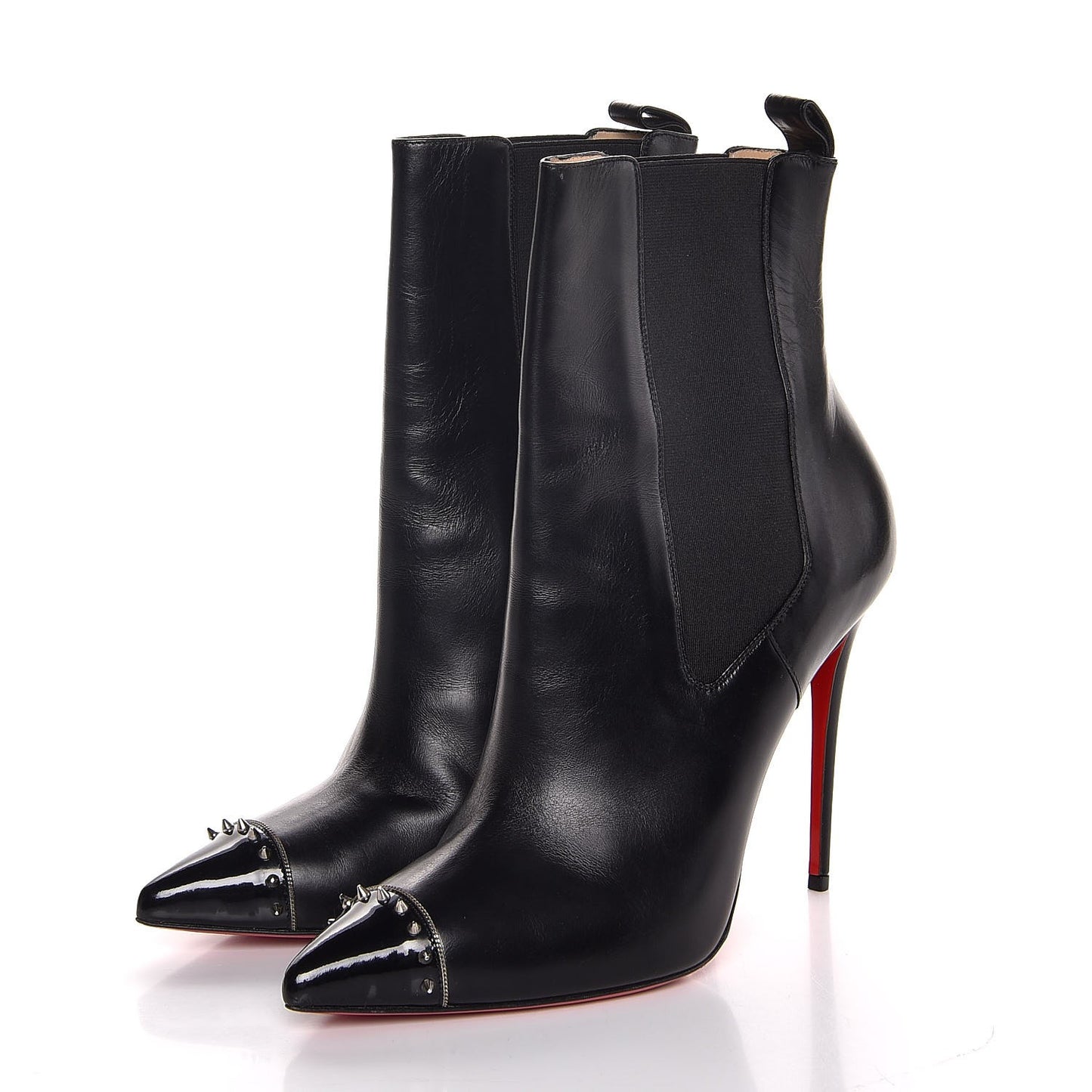 Calfskin Banjo Spiked Cap Toe 110 Booties 39 Black