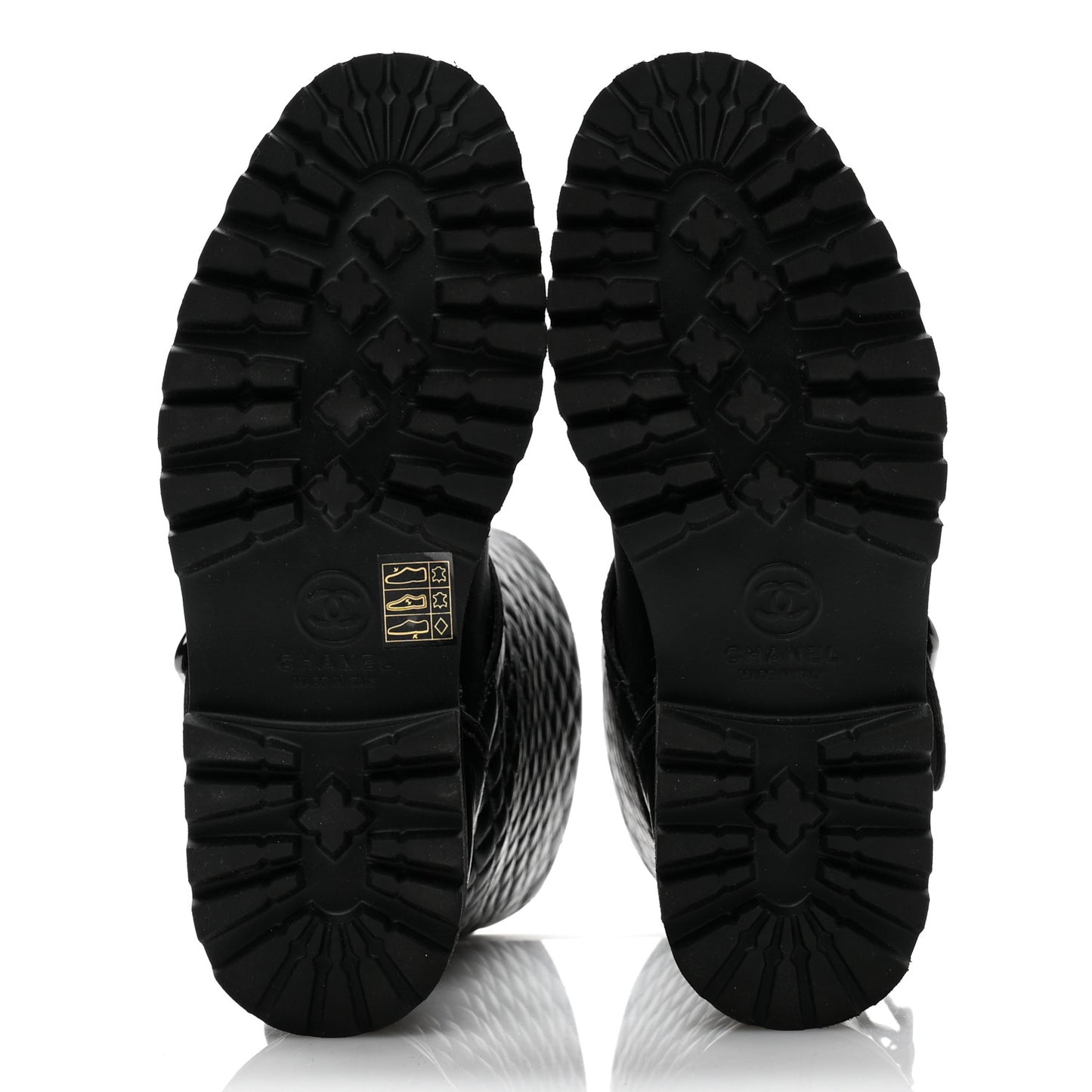 Calfskin Quilted Biker Boots 37 Black