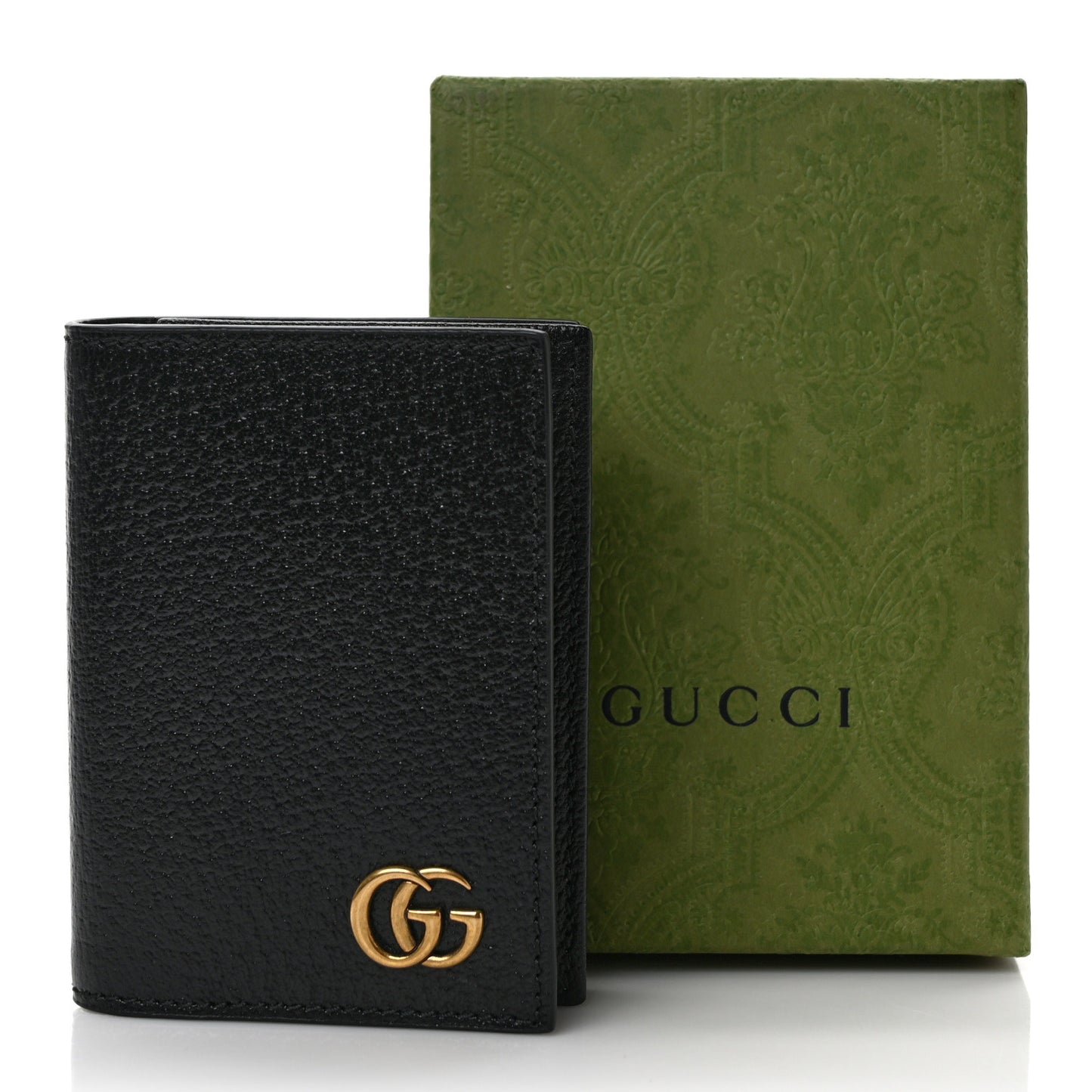 Calfskin Boar Effect GG Marmont Card Case Black