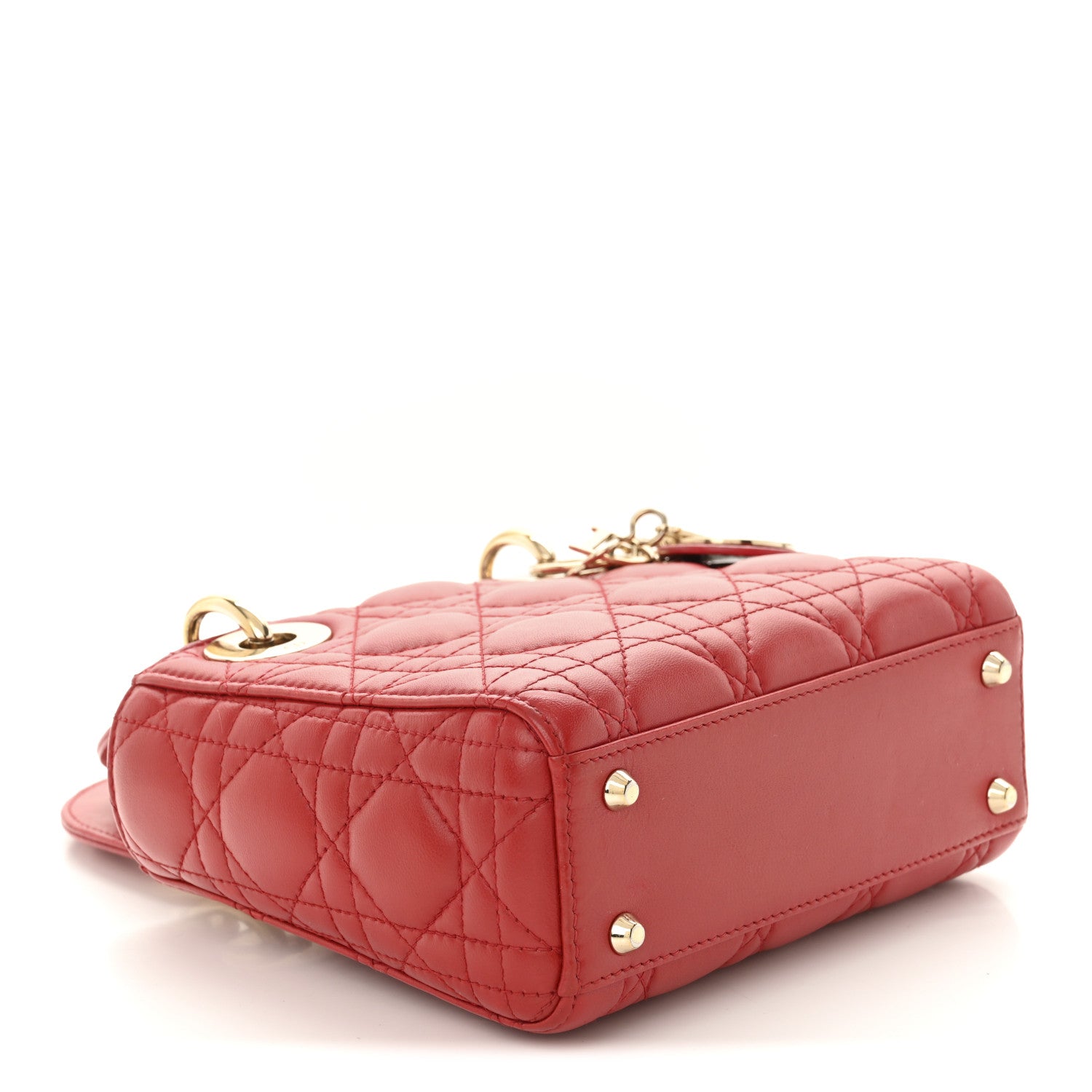 Christian Dior Lambskin Cannage Mini Lady Dior Red 4 of 15