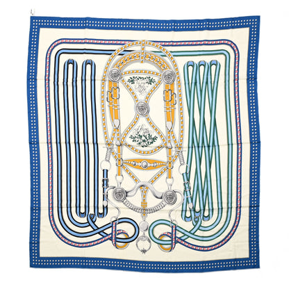 Hermes Silk Cashmere Grand Tralala Shawl 140 Bleu Electrique White Multicolore 1 of 5