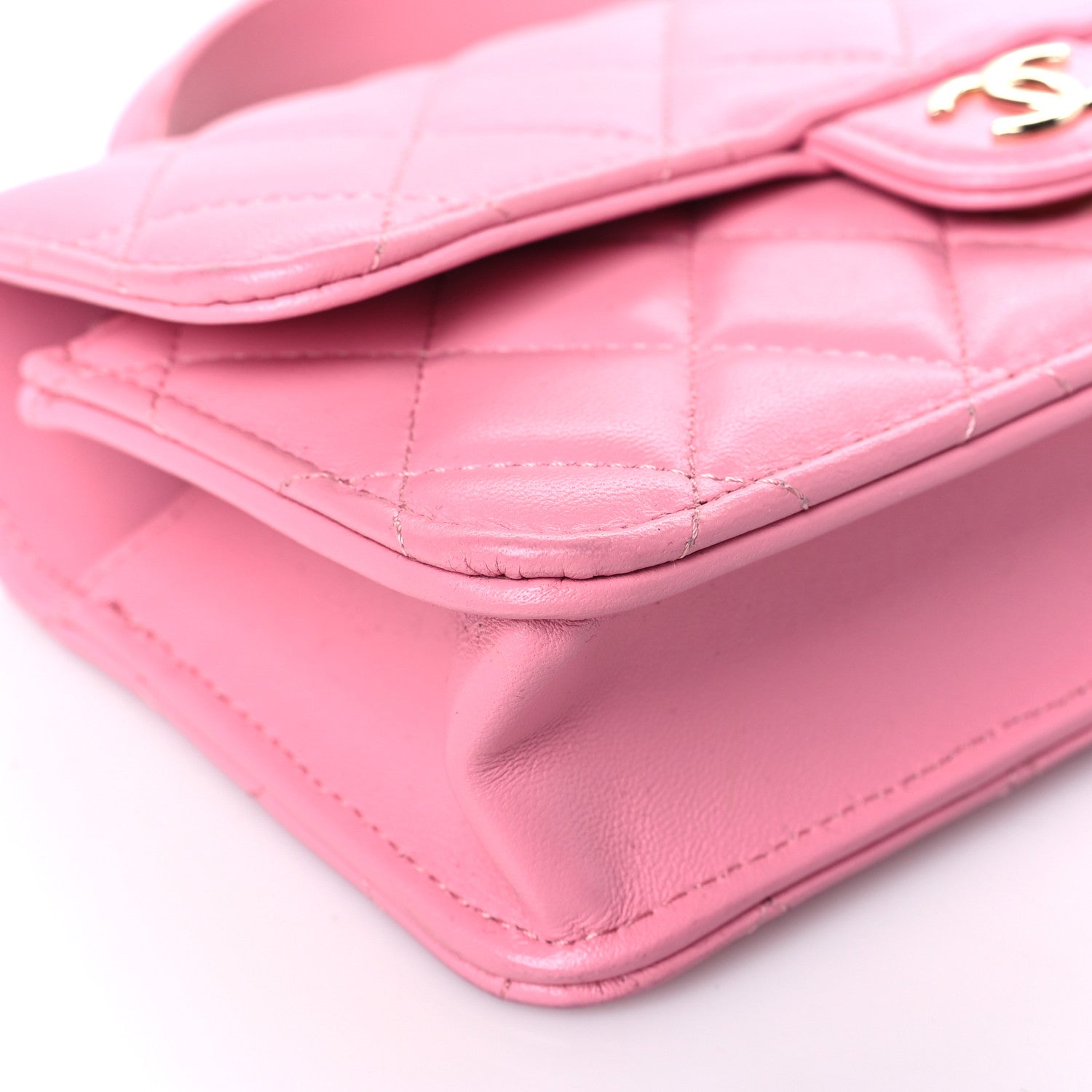 Chanel Lambskin Quilted Flap Phone Holder With Chain Pink 9 of 10