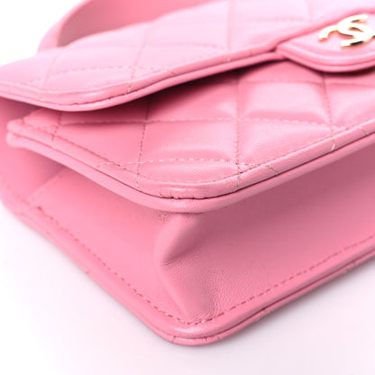 Chanel Lambskin Quilted Flap Phone Holder With Chain Pink 9 of 10
