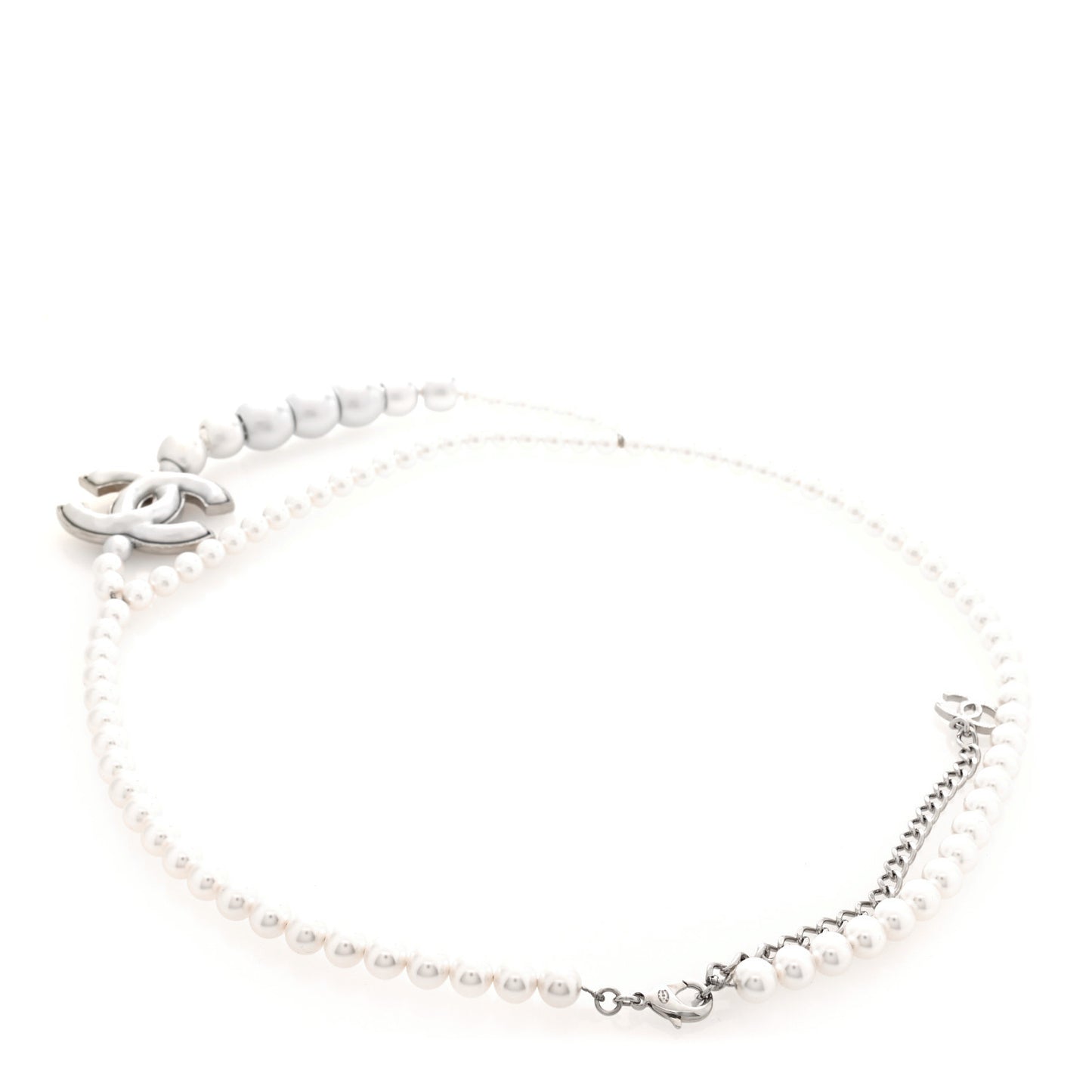 Pearl Resin CC Double Strand Belt Silver