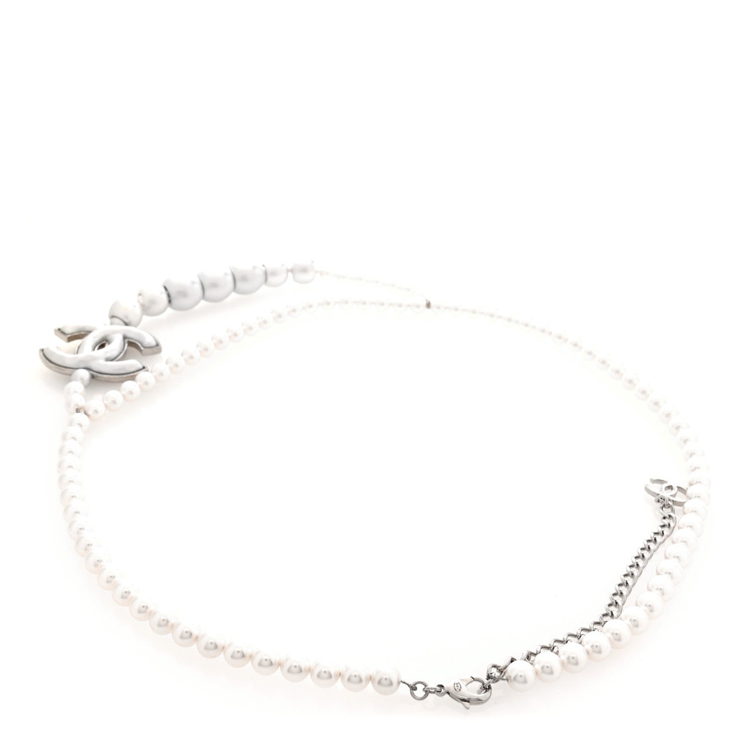 Chanel Pearl Resin CC Double Strand Belt Silver 2 of 3