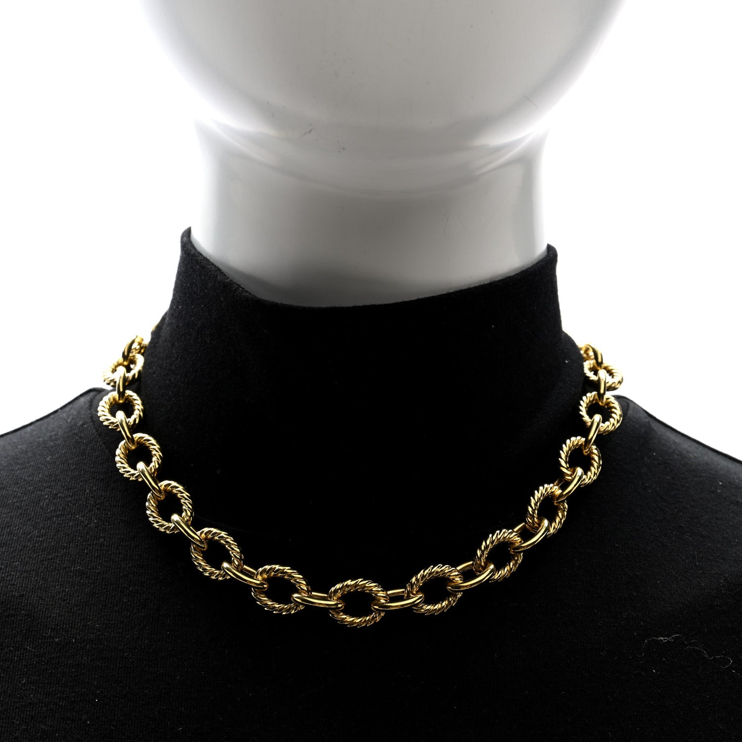 David Yurman 18K Yellow Gold 12mm Large Oval Link Necklace 2 of 4