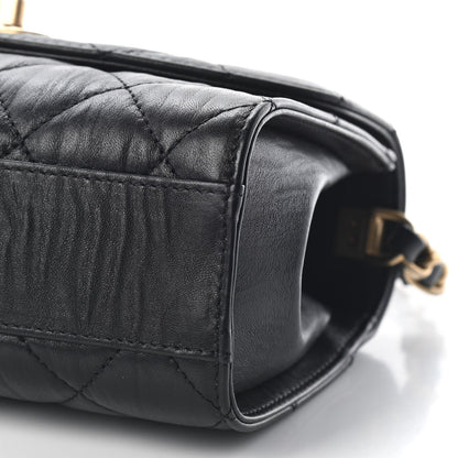 Chanel Crumpled Lambskin Quilted Mini CC Links Top Handle Flap Black 7 of 8
