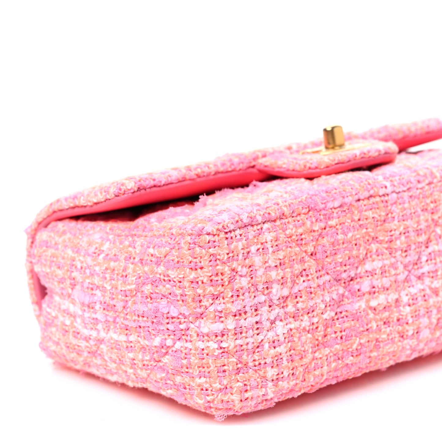Tweed Quilted Mini Rectangular Flap Pink Orange White