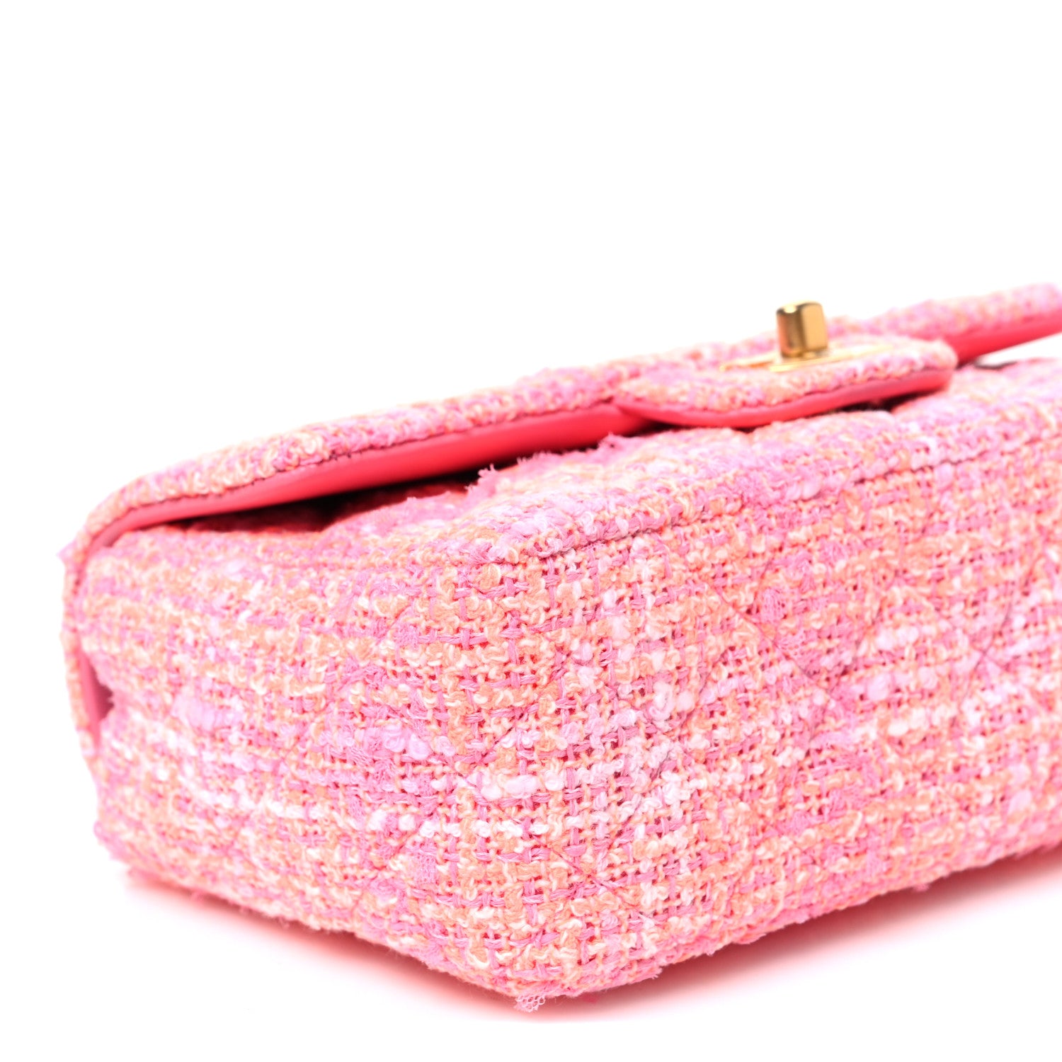 Chanel Tweed Quilted Mini Rectangular Flap Pink Orange White 9 of 10