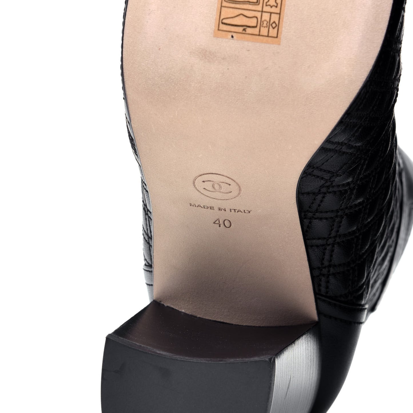 Lambskin Pearl Qulited CC Cap Toe Short Boot 40 Black
