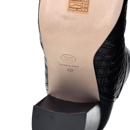 Chanel Lambskin Pearl Qulited CC Cap Toe Short Boot 40 Black 8 of 9
