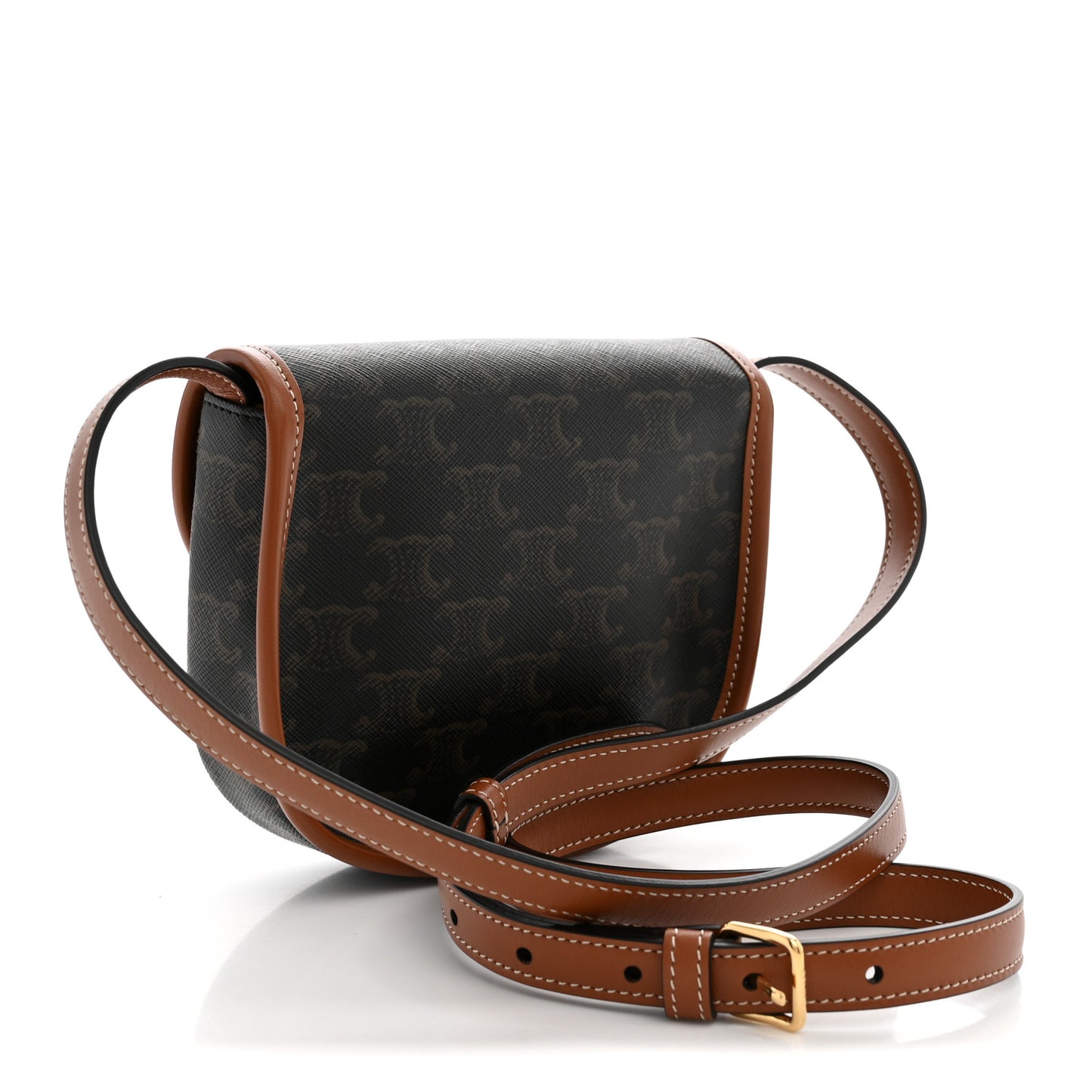 Canvas Calfskin Triomphe Mini Besace Tan