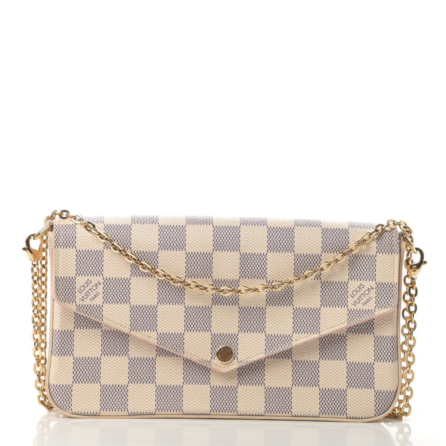 Louis Vuitton Damier Azur Pochette Felicie Chain Wallet Rose Ballerine 3 of 15