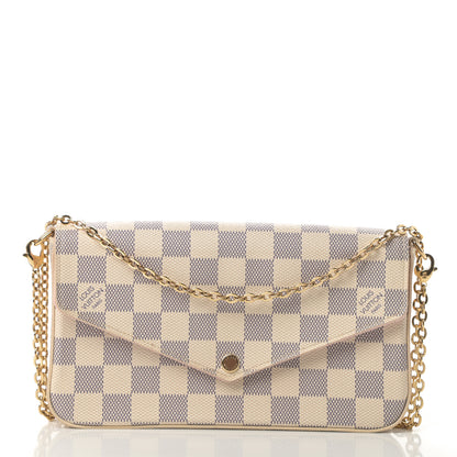 Louis Vuitton Damier Azur Pochette Felicie Chain Wallet Rose Ballerine 3 of 15