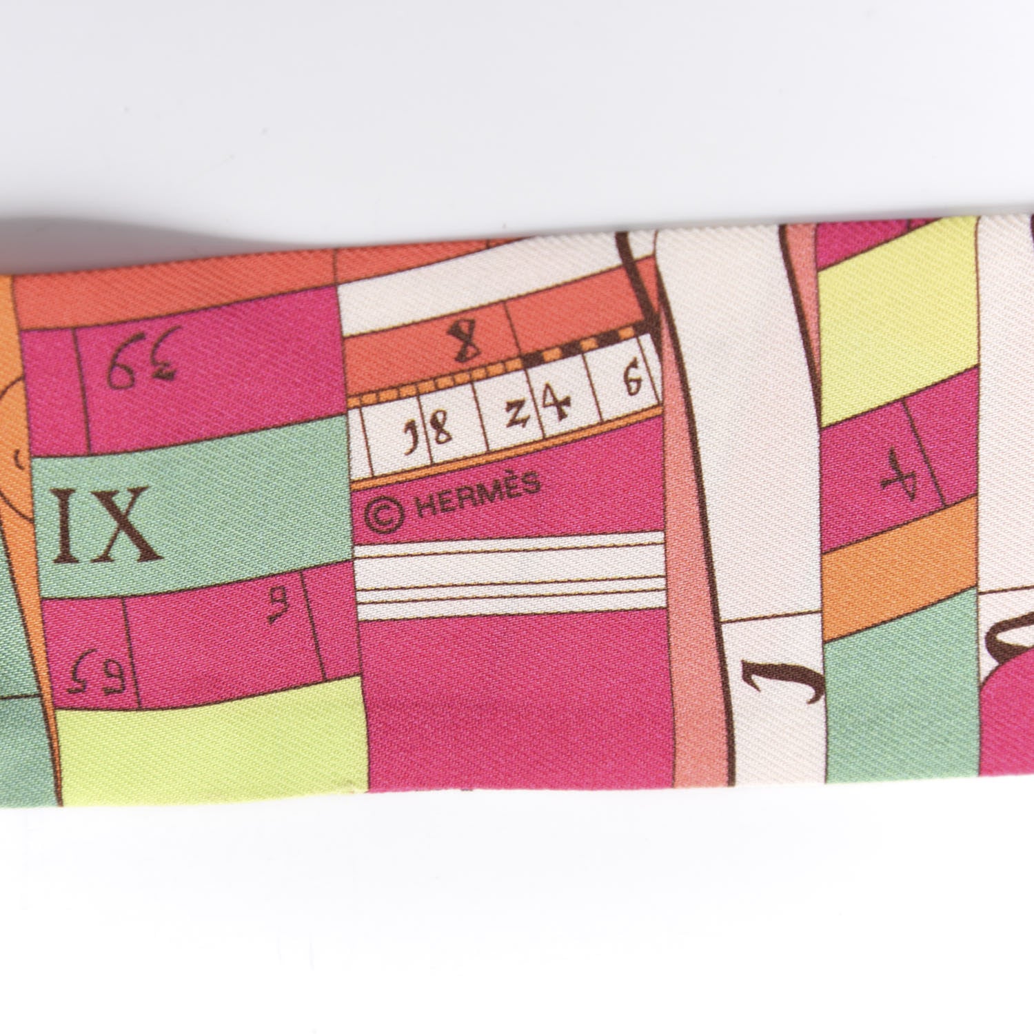 Hermes Silk Astrologie Twilly Rose Corail Vert Fluo 3 of 3