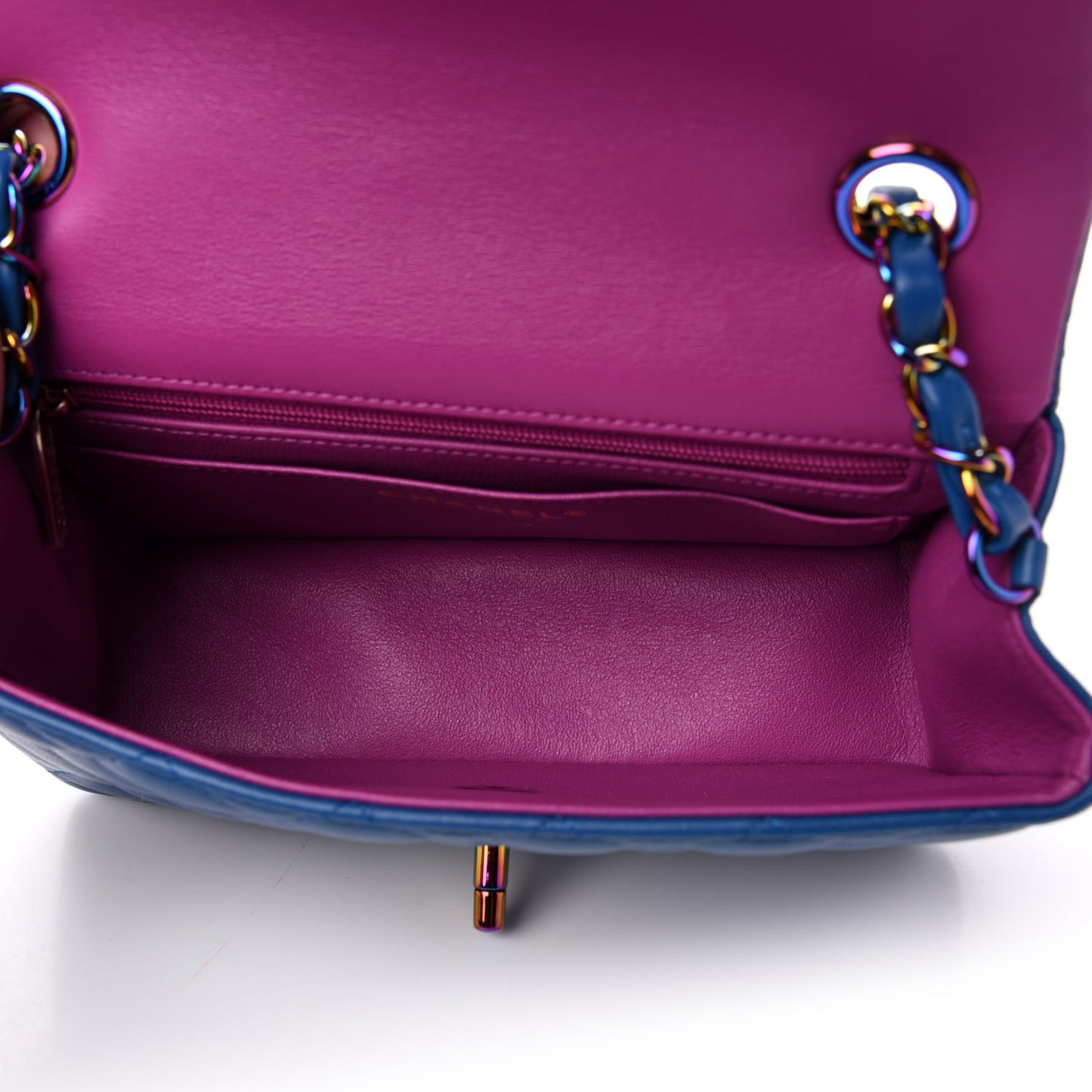 Lambskin Quilted Mini Rectangular Flap Blue Purple
