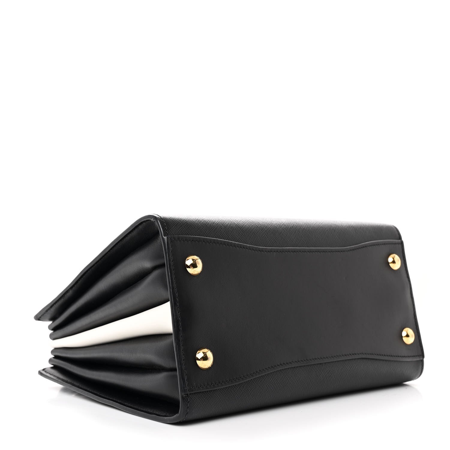 Prada Saffiano City Calfskin Small Bibliotheque Top Handle Black White 4 of 11