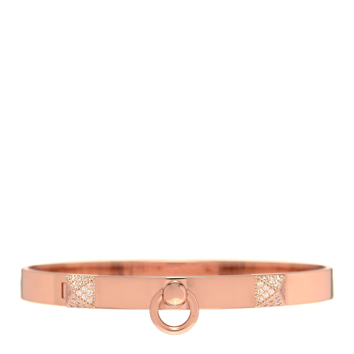 Hermes 18K Rose Gold Diamond PM Collier De Chien Bracelet SH 1 of 4