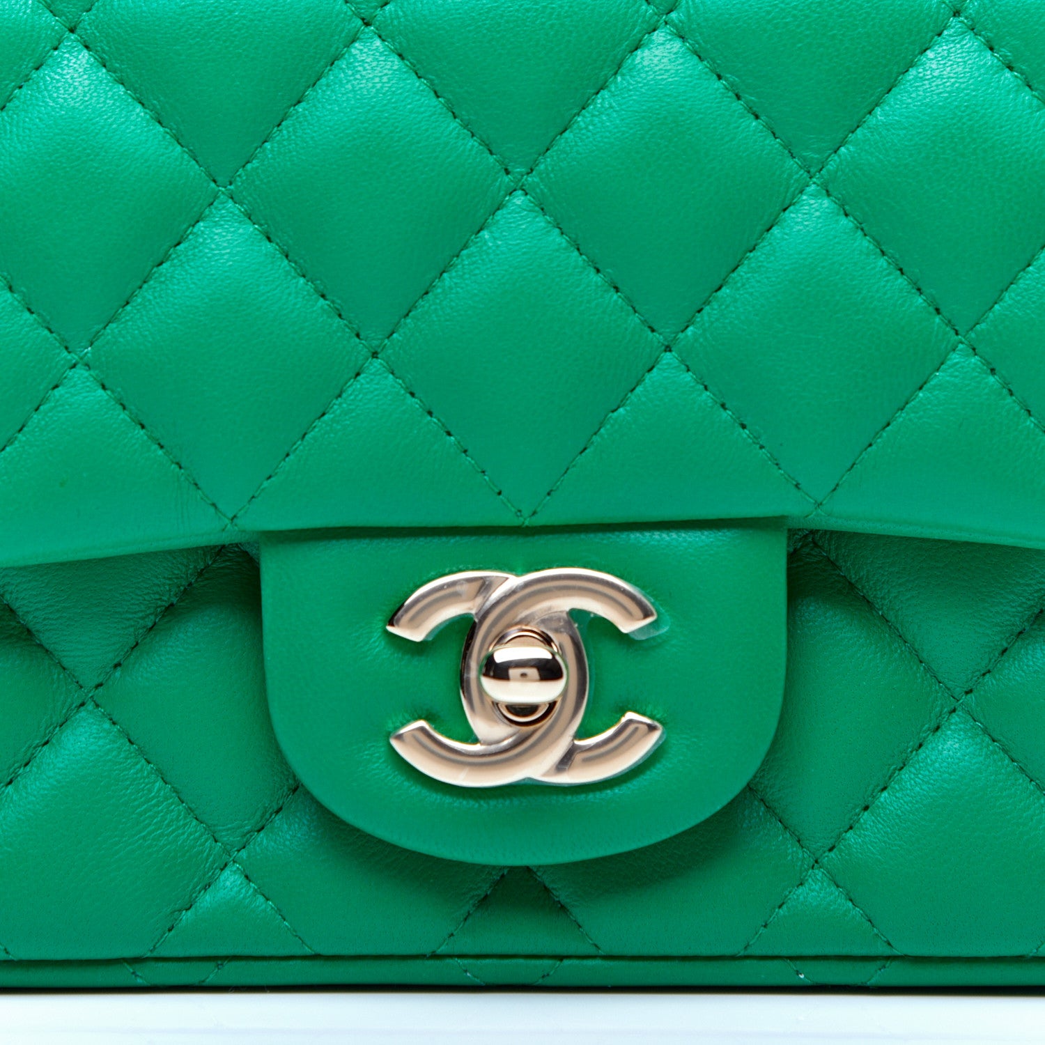 Chanel Lambskin Quilted Mini Square Flap Green 10 of 10