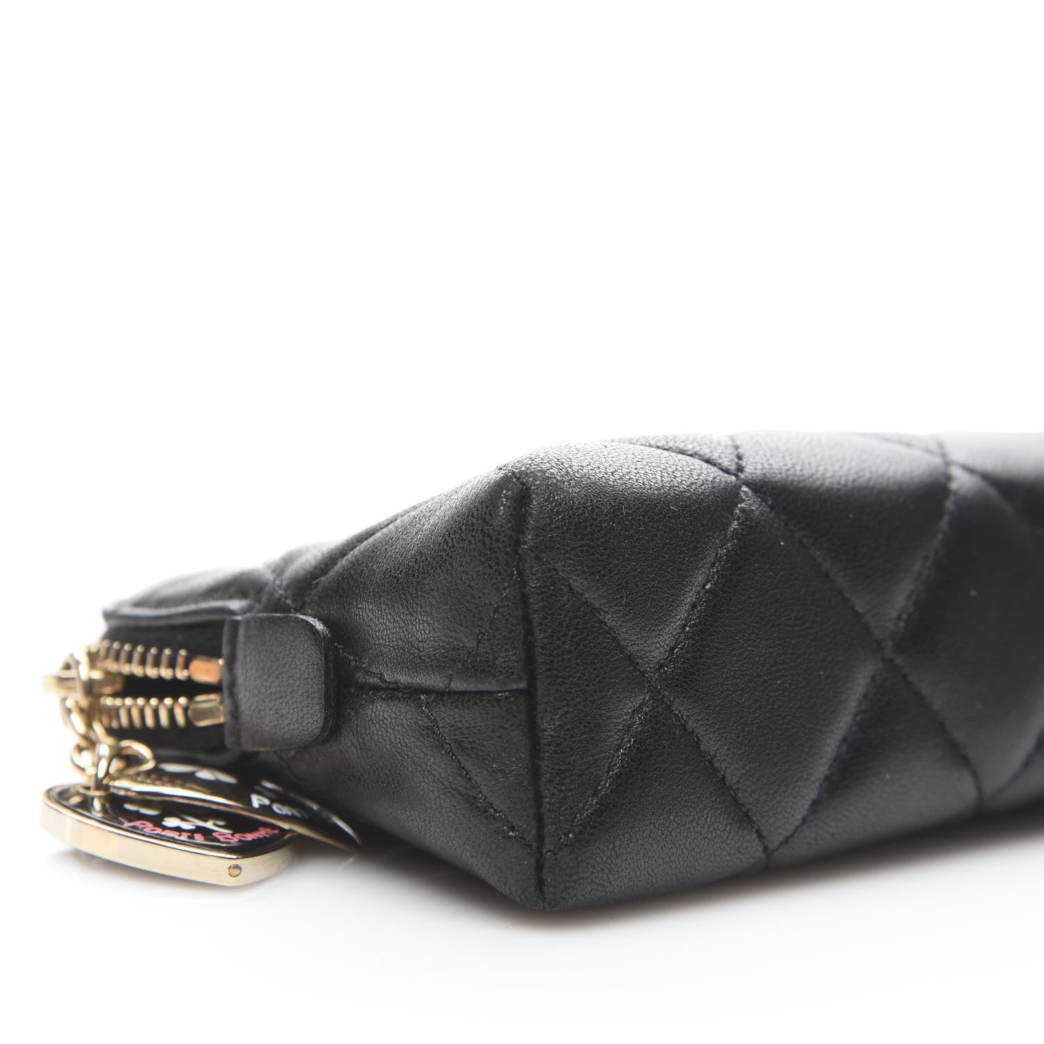 Chanel Lambskin Quilted Valentine Charms Small Cosmetic Pouch Black 7 of 8