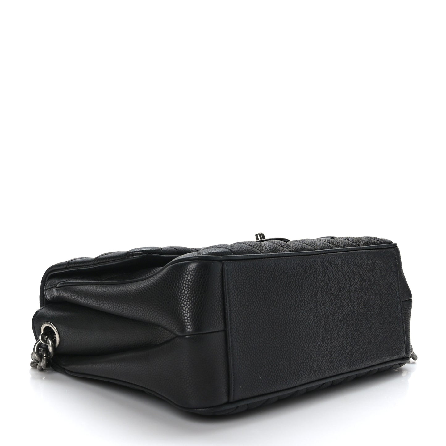 Caviar Quilted Medium Rock In Rome Single Flap Black