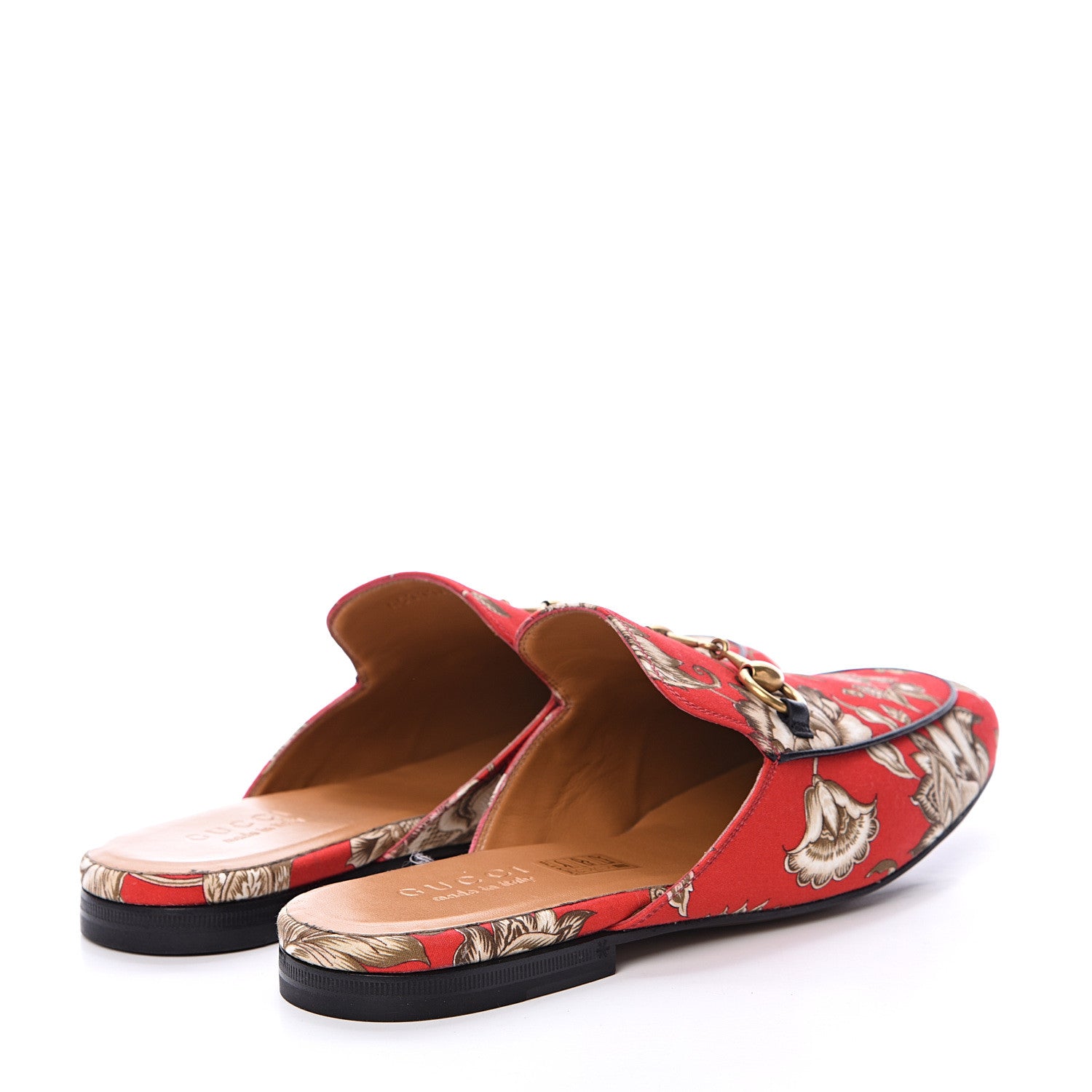 Gucci Satin Floral Printed Mens Princetown Slippers 6 Red 4 of 9
