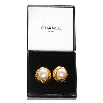Chanel Pearl Clip On Earrings Gold 5 of 5