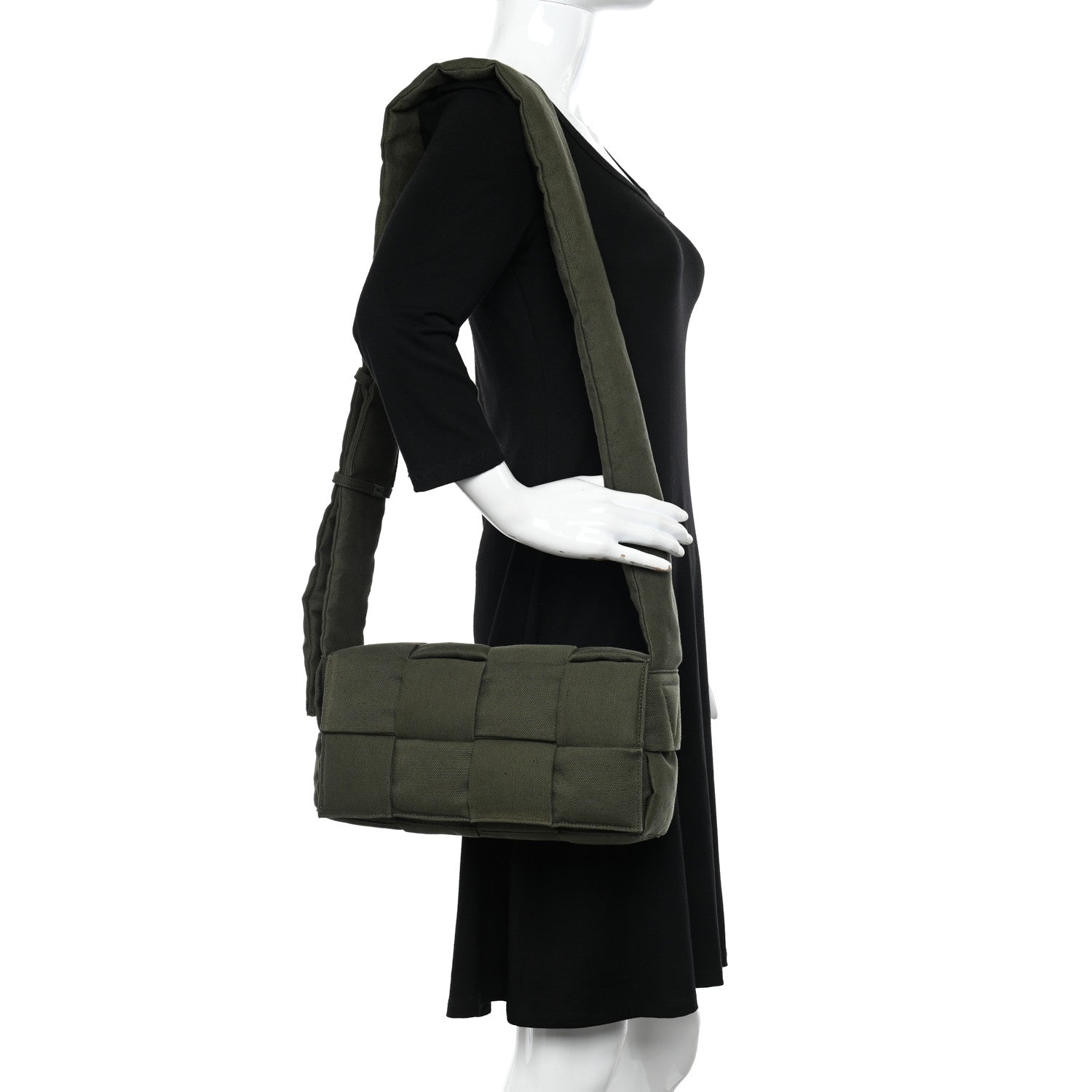 Bottega Veneta Canvas Intrecciato Padded Tech Cassette Belt Bag Crocodile 2 of 11