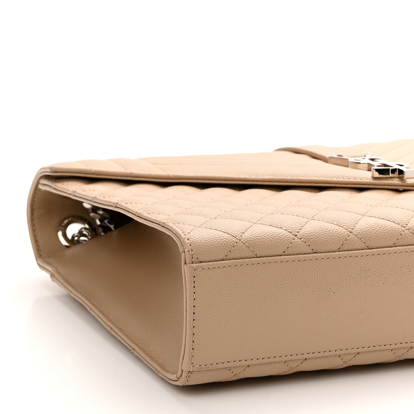 Grain De Poudre Mixed Matelasse Large Triquilt Monogram Satchel Dark Beige