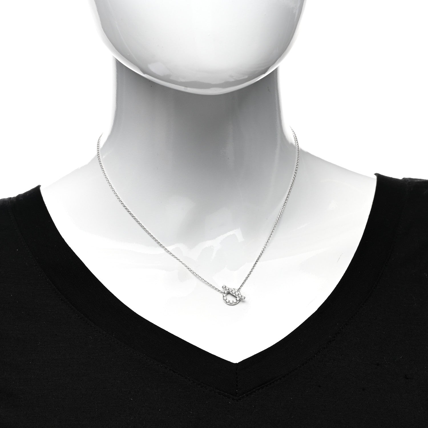 Hermes 18K White Gold Diamond Finesse Pendant Necklace 2 of 5