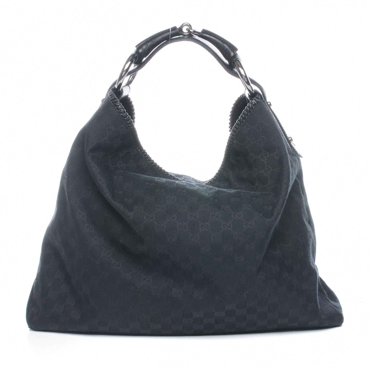 Monogram Large Horsebit Chain Hobo Black