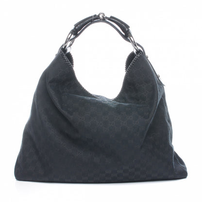 Gucci Monogram Large Horsebit Chain Hobo Black 1 of 7