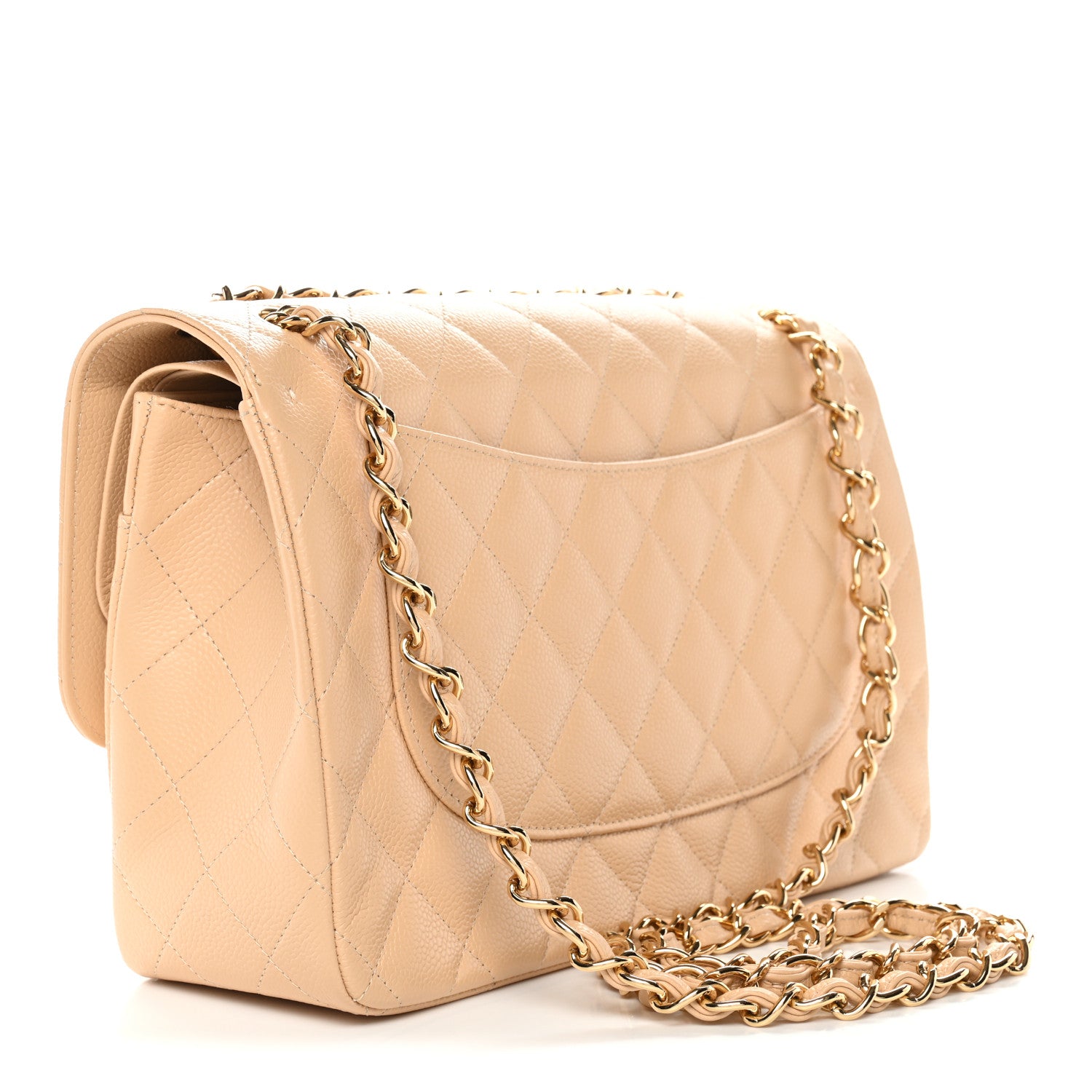 Chanel Caviar Quilted Jumbo Double Flap Light Beige 3 of 11