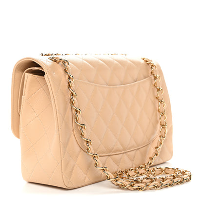 Chanel Caviar Quilted Jumbo Double Flap Light Beige 3 of 11