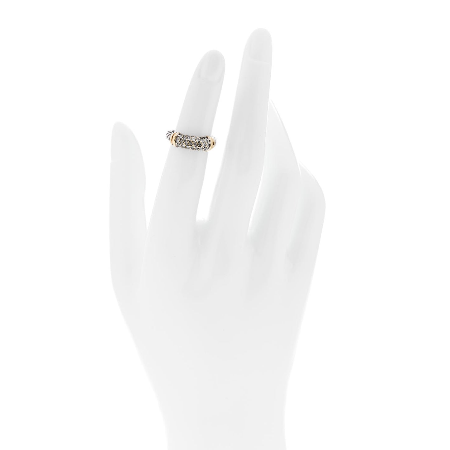 Sterling Silver 18K Yellow Gold Diamond 8mm Metro Cable Ring 45 3.5