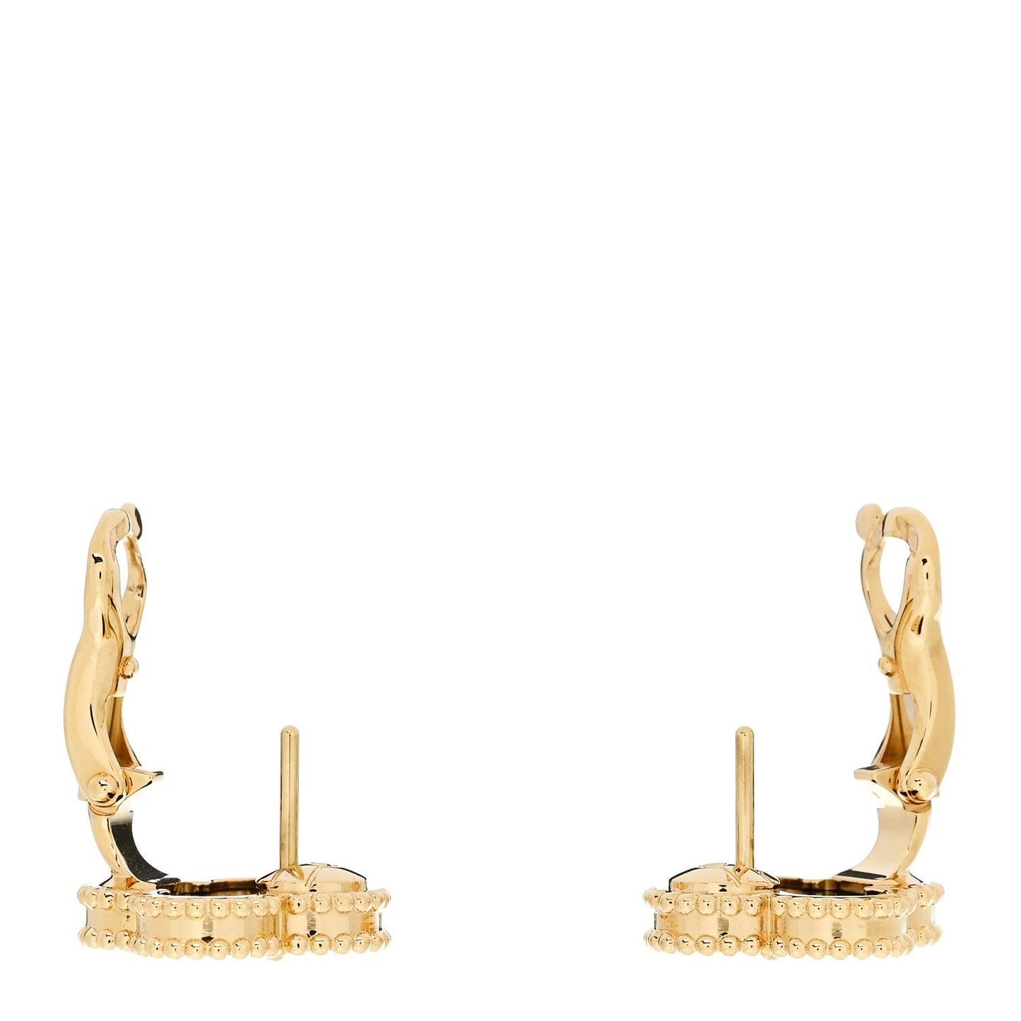 18K Yellow Gold Black Onyx Vintage Alhambra Earrings
