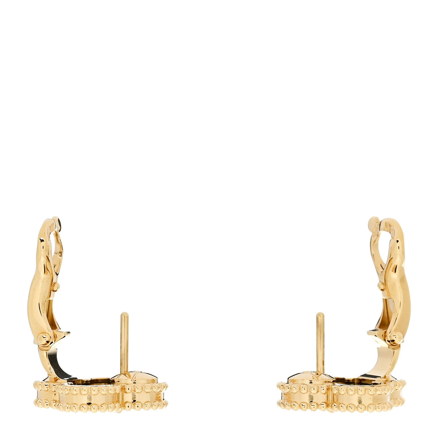 Van Cleef & Arpels 18K Yellow Gold Black Onyx Vintage Alhambra Earrings 3 of 5
